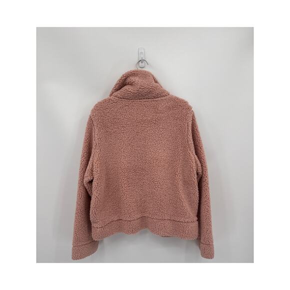 Nanette Lepore Teddy Bear Fleece Full Zip Jacket Pink Plush Sherpa Style Medium - Picture 3 of 5